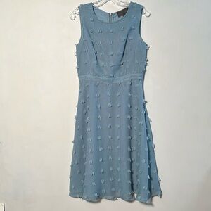 ANTRO SUNDAY IN BROOKLYN Glenda Textured Fit and Flare Ocean Blue Guest Dress S